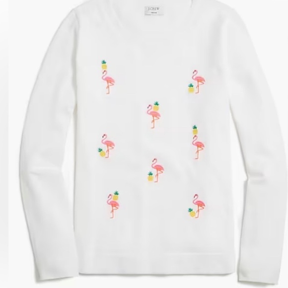 J. Crew Kids White Tee with Flamingo and Pineapple Embroidery - Picture 11 of 11